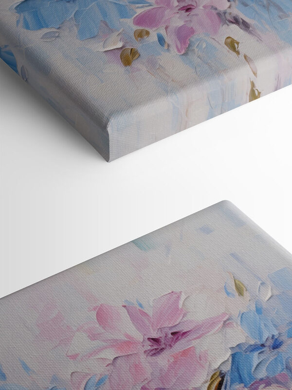Painting of flowers on a white surface