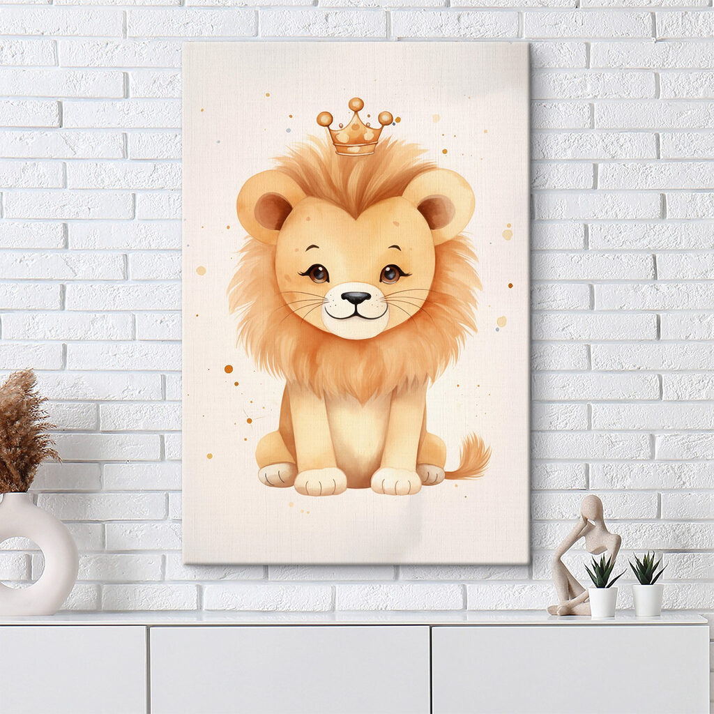 Watercolor of a lion with a crown Watercolor of a lion with a crown