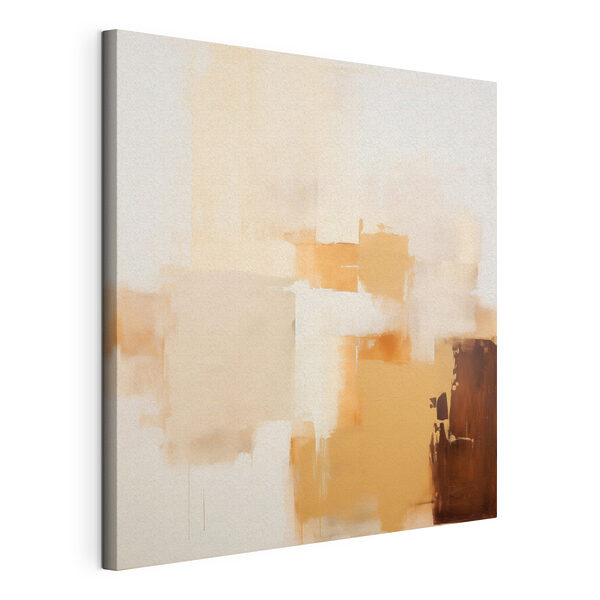 Painting of a white wall with brown squares