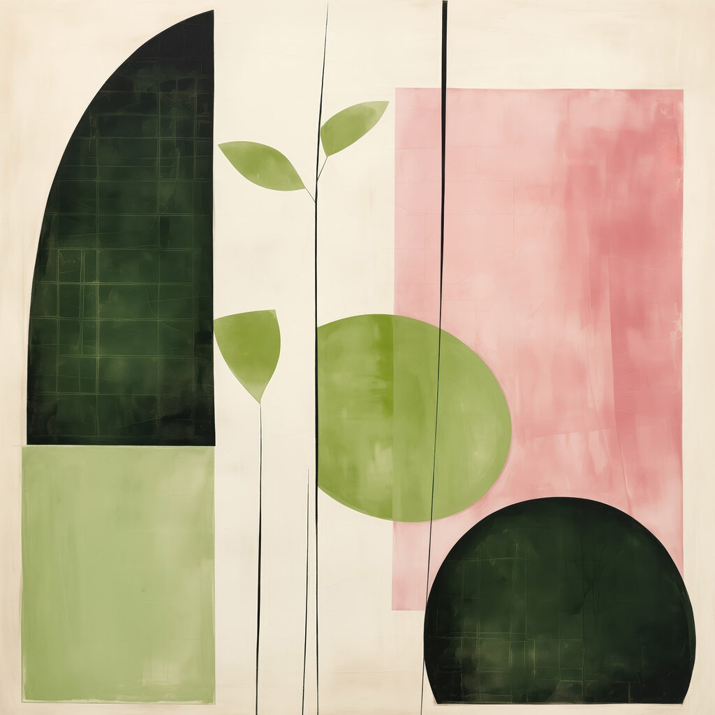 Painting of a plant and circles Painting of a plant and circles
