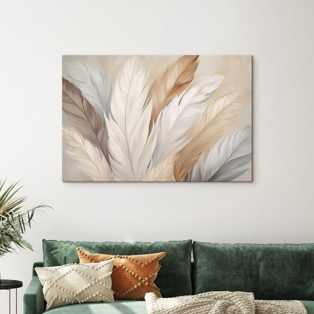 Group of feathers in different colors