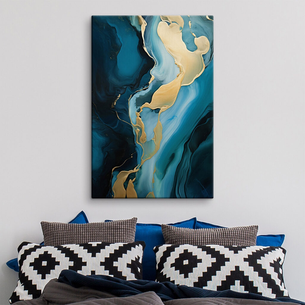 Fluid swirls of vibrant blue hues