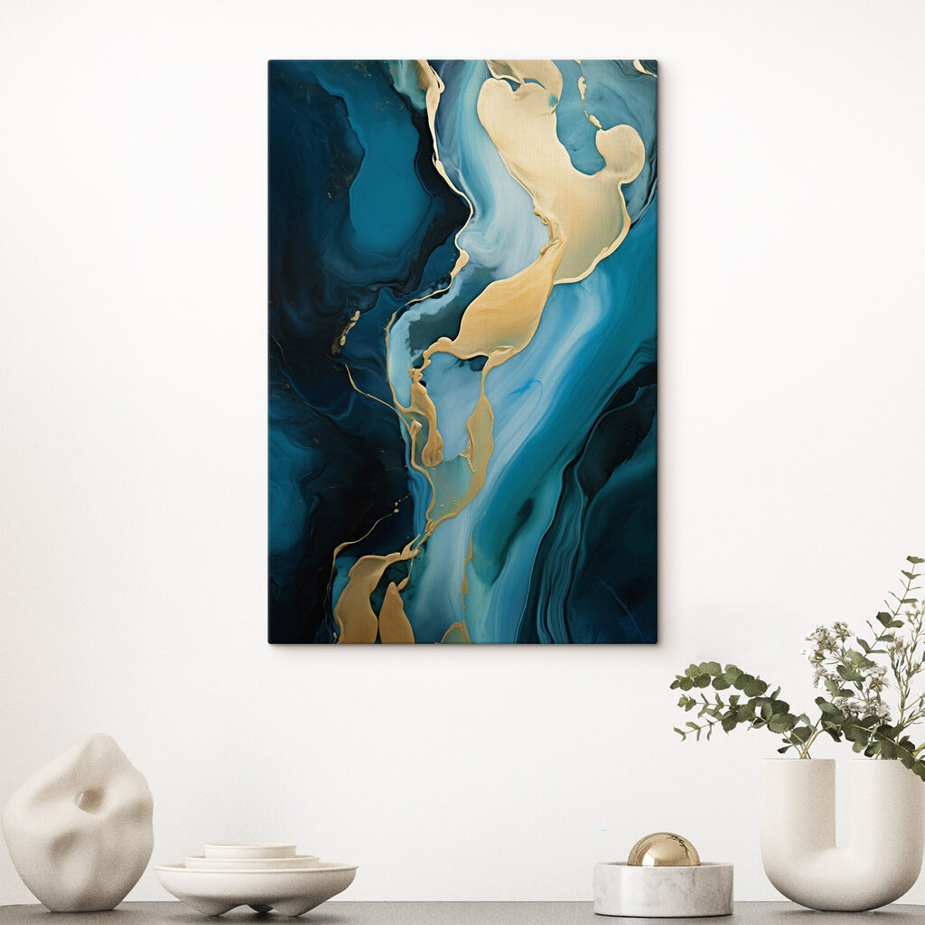 Fluid swirls of vibrant blue hues