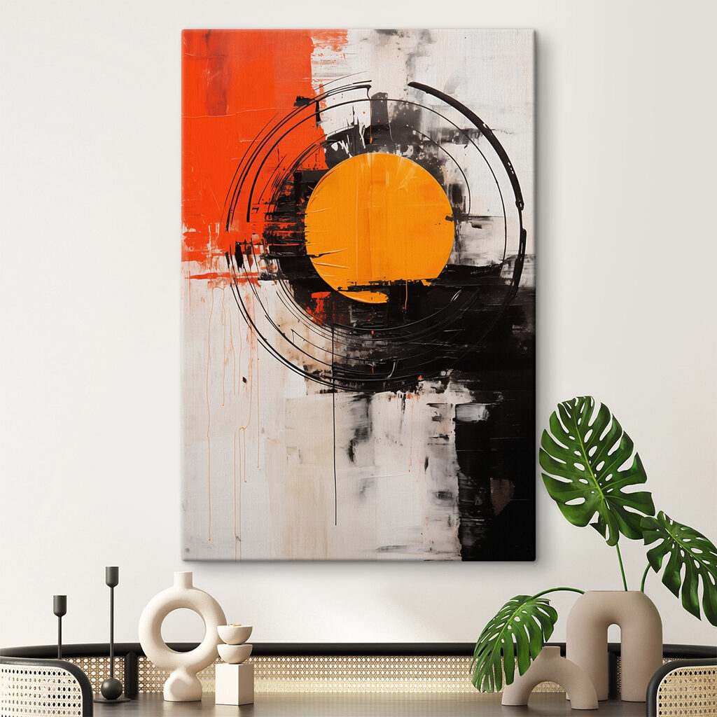 Painting of a circle with a yellow circle in the middle