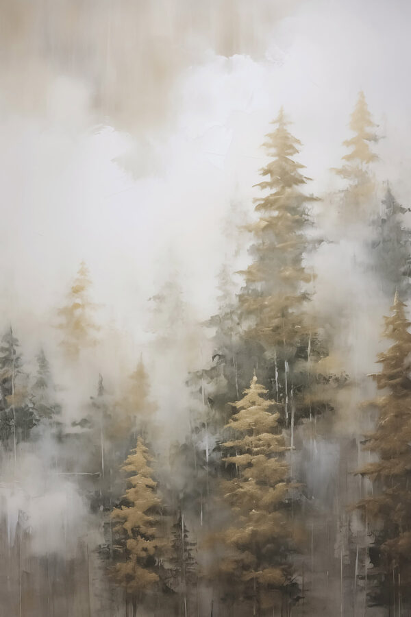 Foggy forest with trees Foggy forest with trees