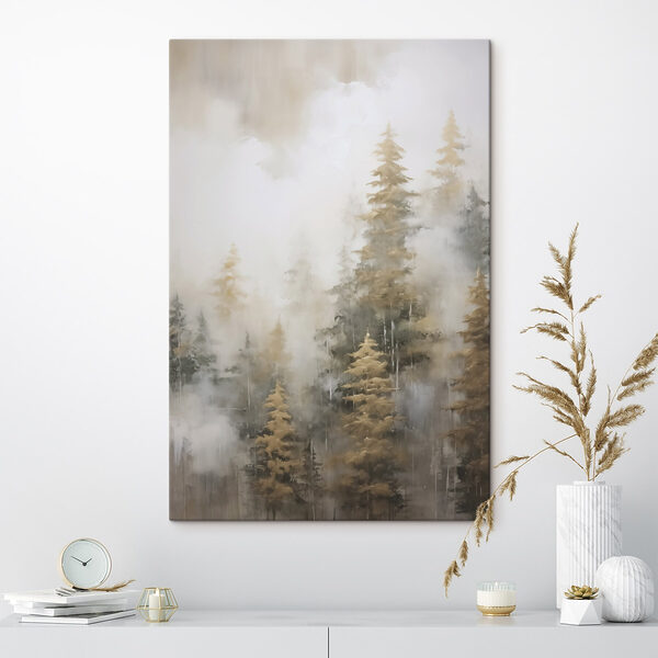 Foggy forest with trees Foggy forest with trees
