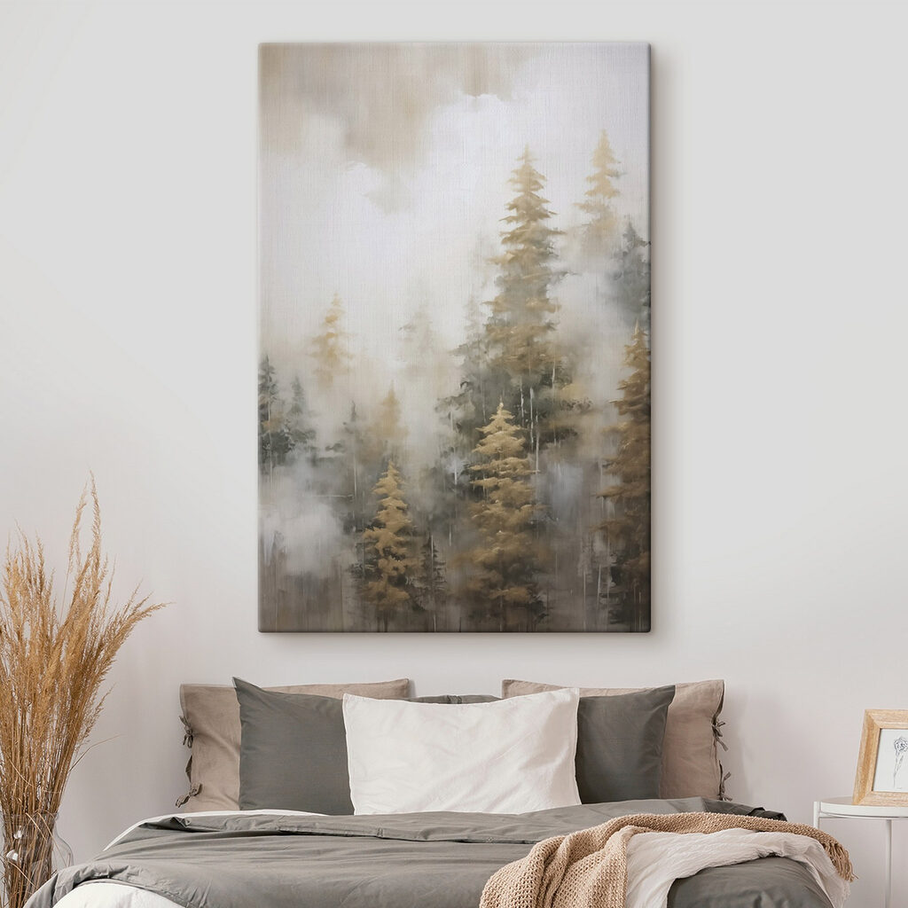 Foggy forest with trees Foggy forest with trees