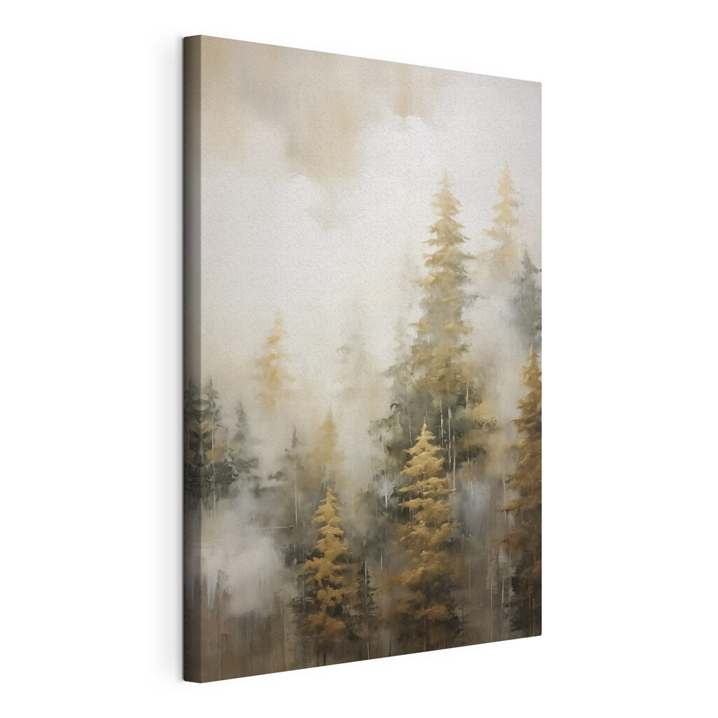Foggy forest with trees Foggy forest with trees