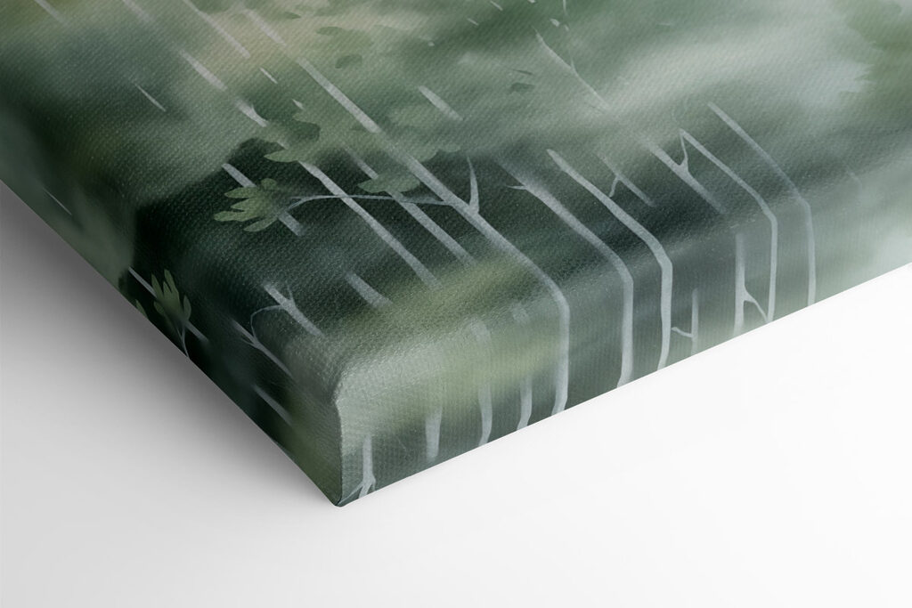 Painting of trees in the fog