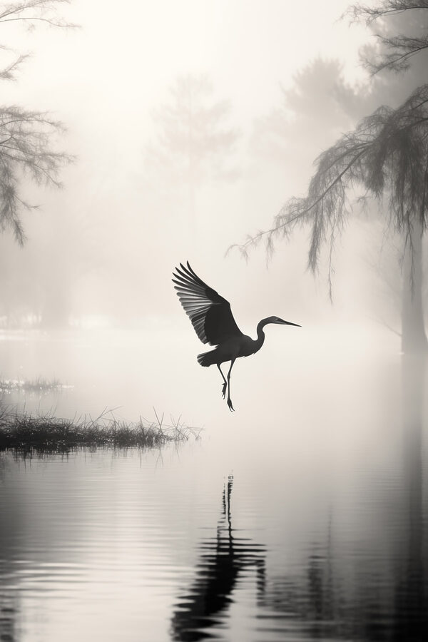 Bird flying over water