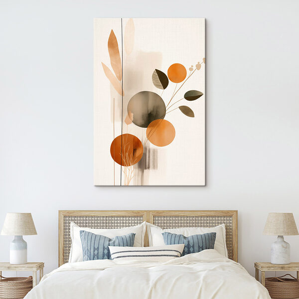 - Soft hues and botanical shapes unite