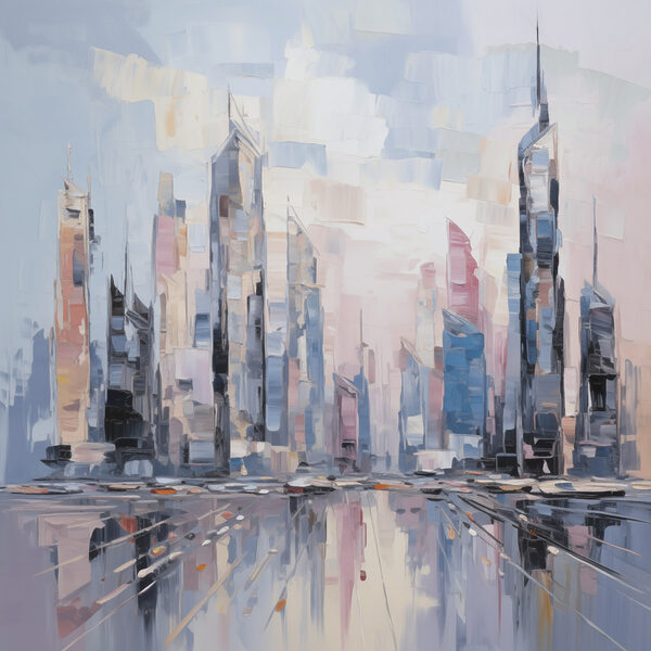 Painting of a city Painting of a city