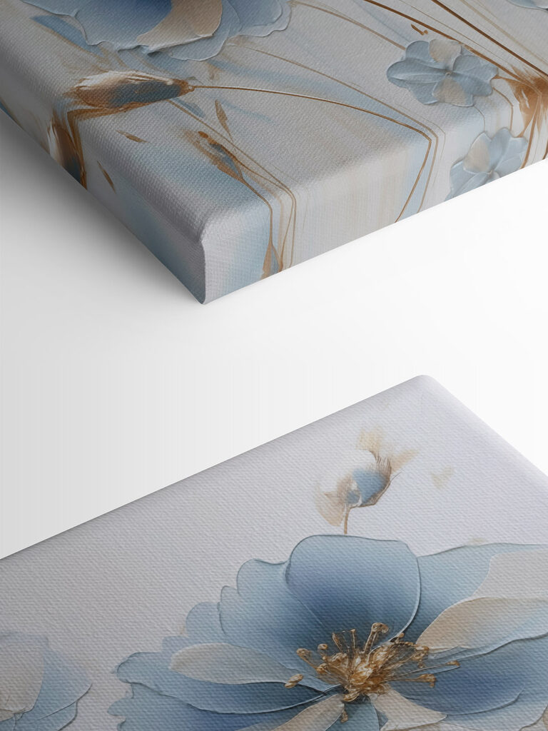 Painting of flowers on a white surface Painting of flowers on a white surface