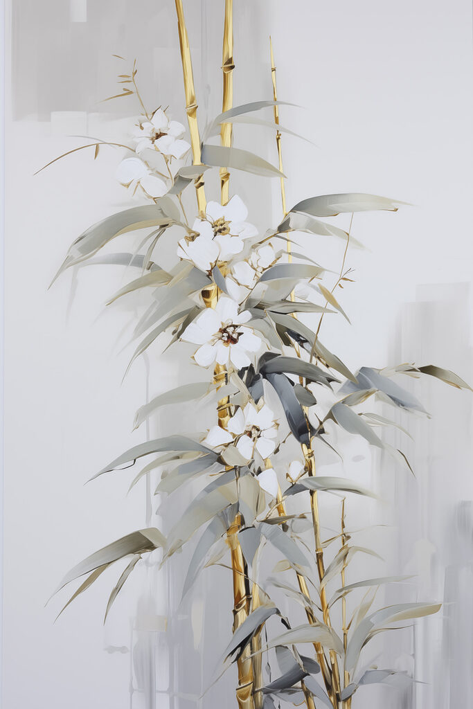 Painting of a plant with white flowers Painting of a plant with white flowers