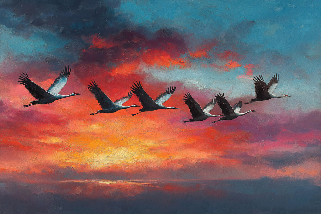 Group of birds flying in the sky