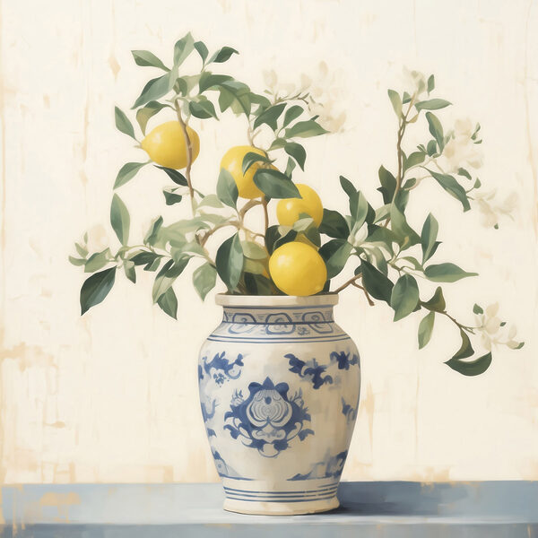 Vase with lemons in it Vase with lemons in it