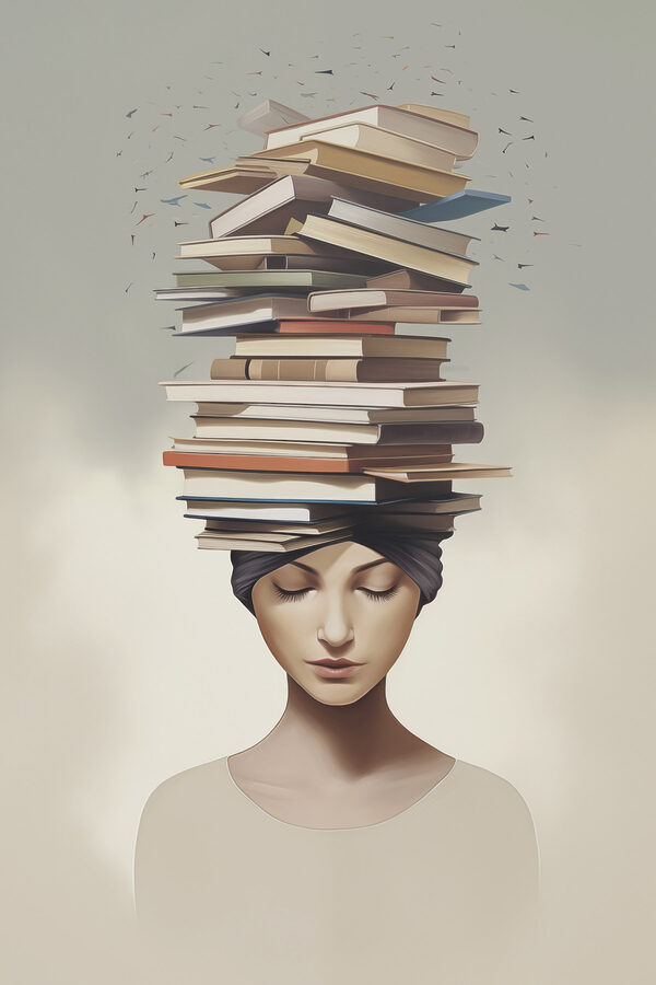 Woman with books on her head Woman with books on her head