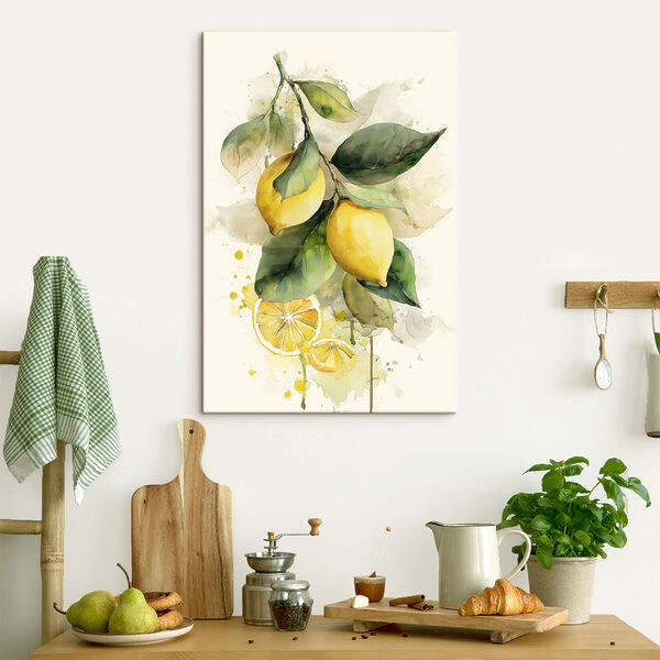 Watercolor of lemons on a branch Watercolor of lemons on a branch