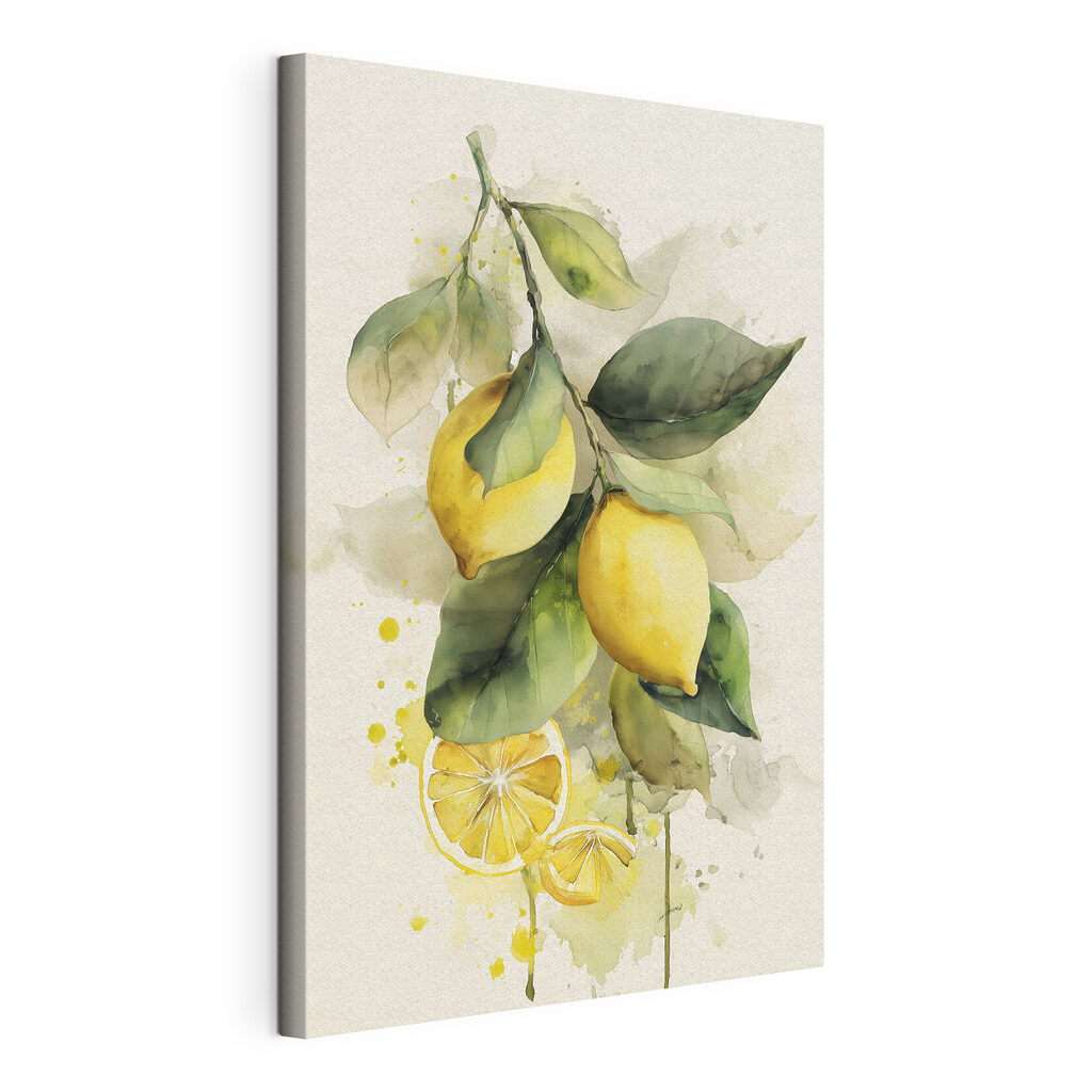 Watercolor of lemons on a branch Watercolor of lemons on a branch