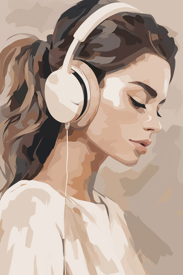 Woman wearing headphones
