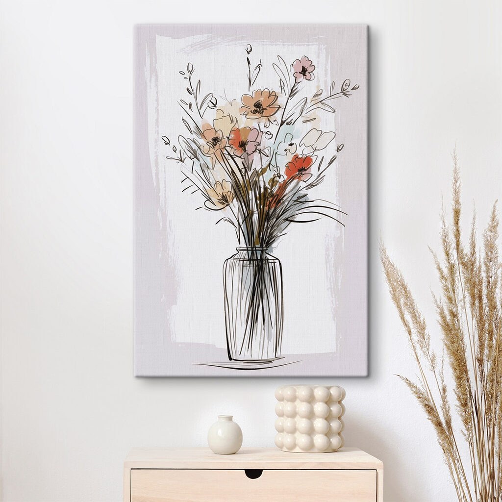 Drawing of flowers in a vase