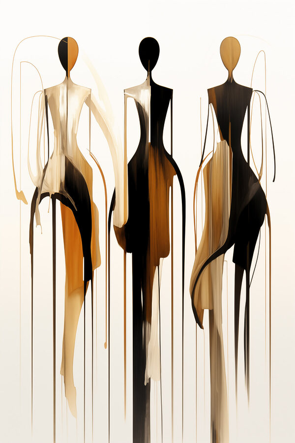 Group of mannequins with flowing paint