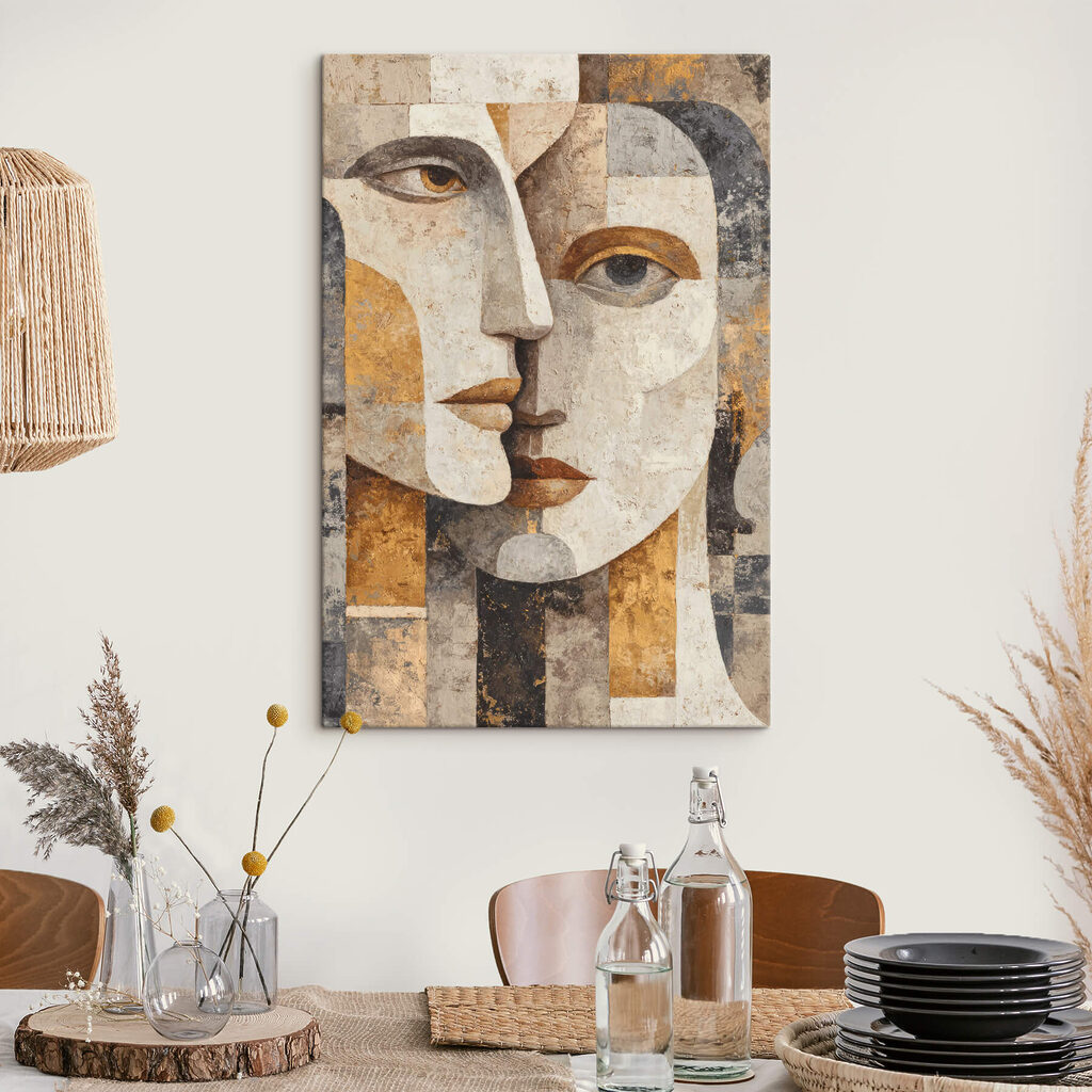 Painting of a face and a woman's face