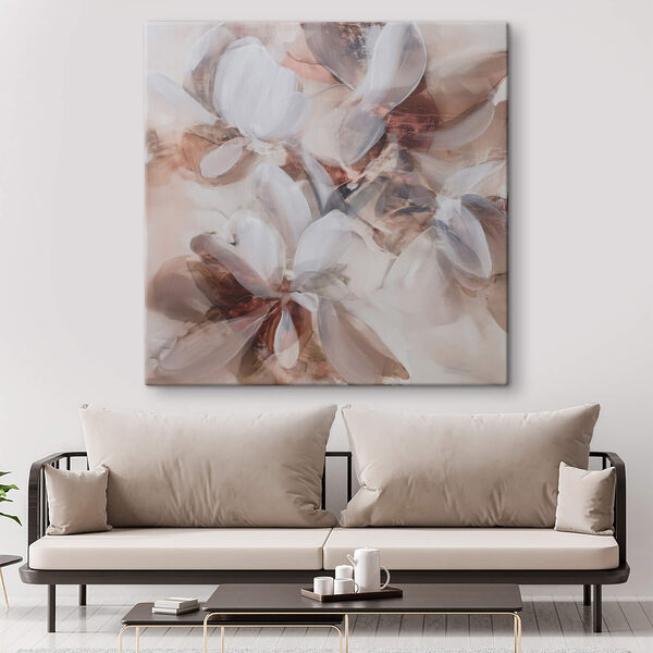 Painting of flowers on a white surface