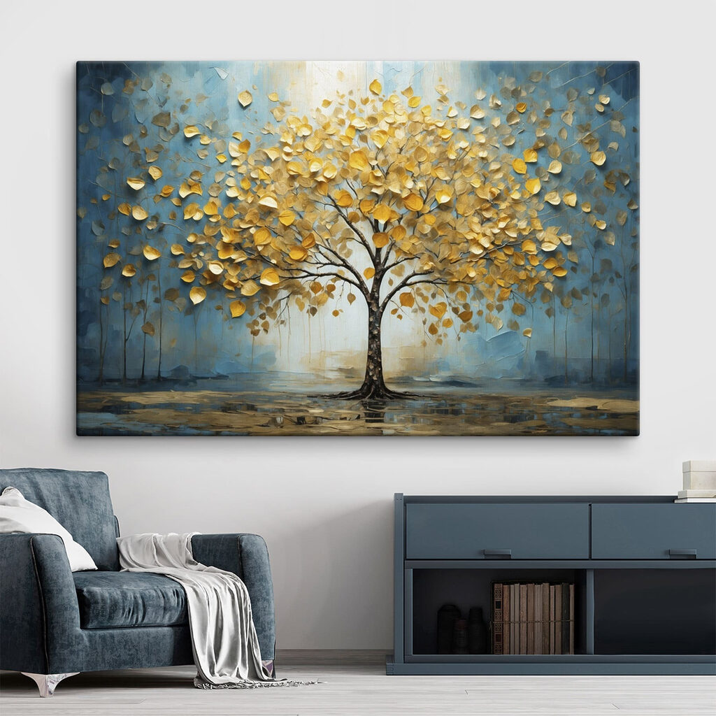 Painting of a tree with yellow leaves Painting of a tree with yellow leaves