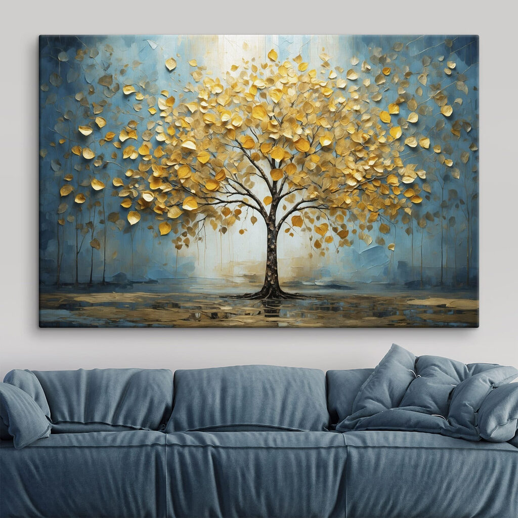 Painting of a tree with yellow leaves Painting of a tree with yellow leaves