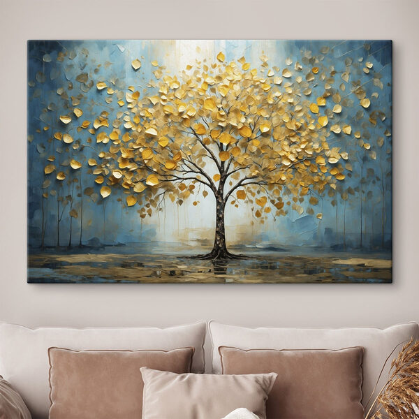 Painting of a tree with yellow leaves Painting of a tree with yellow leaves