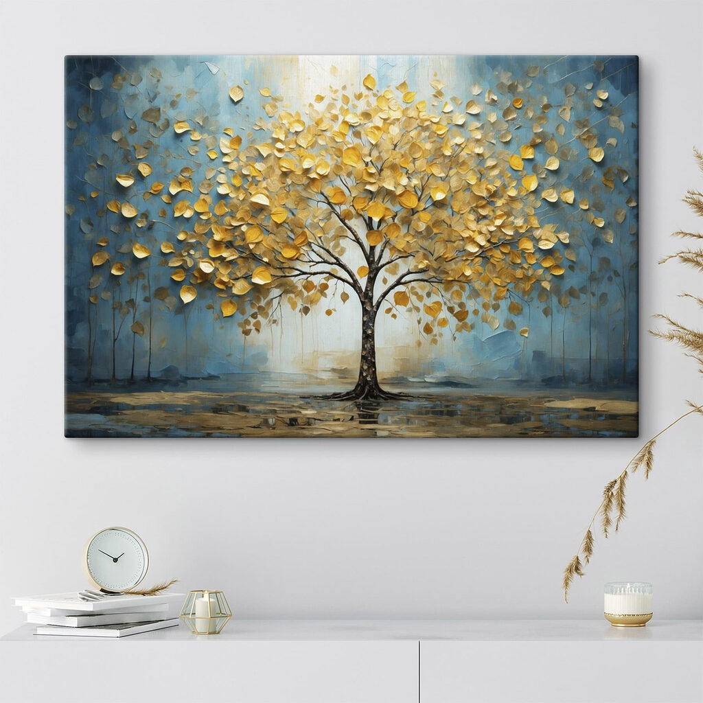 Painting of a tree with yellow leaves Painting of a tree with yellow leaves