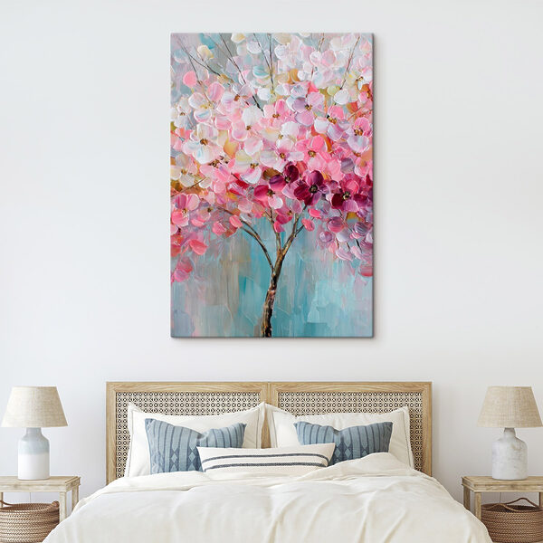 Painting of a tree with pink flowers Painting of a tree with pink flowers