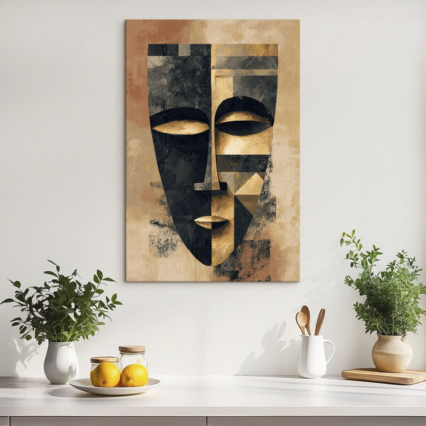 Abstract art depicting a stylized face