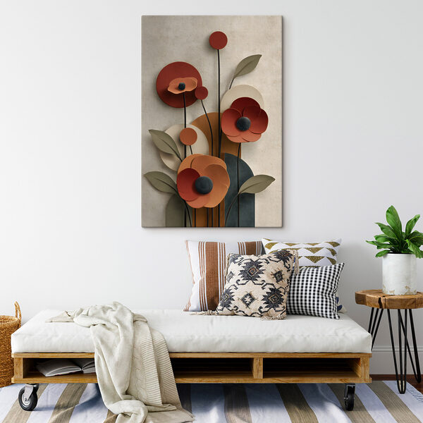 Wall art with flowers and leaves