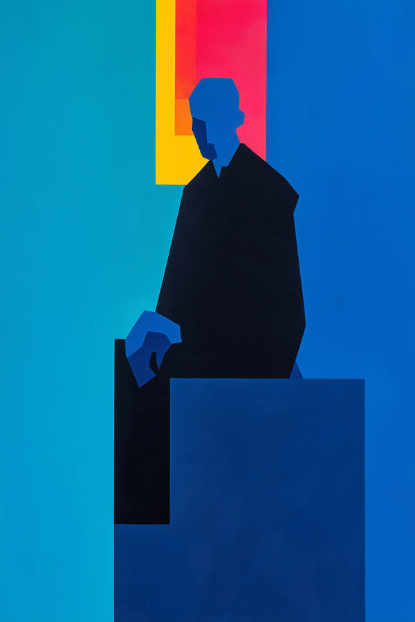 Painting of a man sitting in a chair