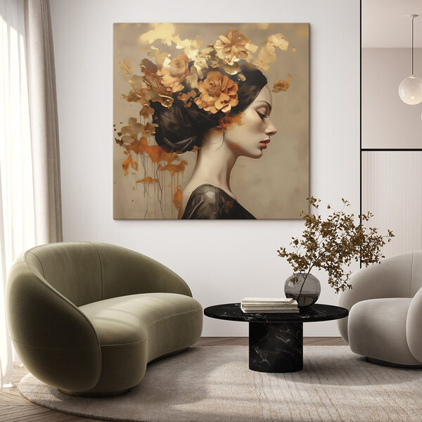 Painting of a woman with flowers in her hair