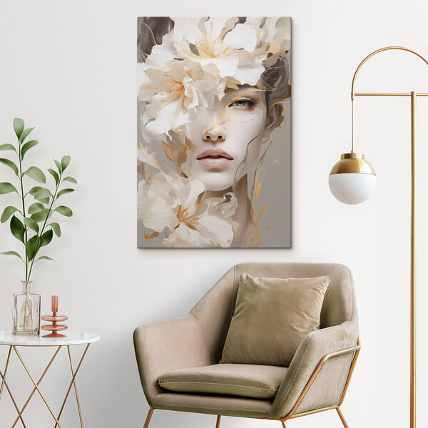 Woman with flowers on her face