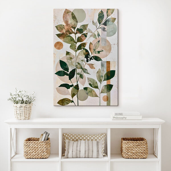 Painting of leaves and circles