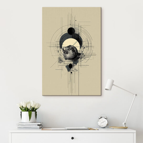 Obraz Black and white drawing of a moon and circles (Katalogové číslo: s49332) Obraz Black and white drawing of a moon and circles (Katalogové číslo: s49332)
