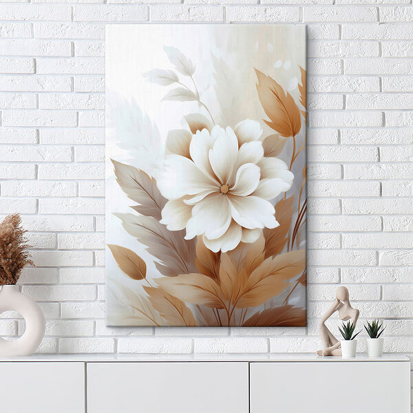 White flower with brown leaves