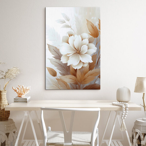 White flower with brown leaves