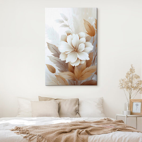 White flower with brown leaves