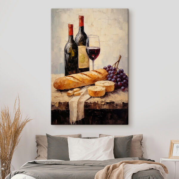 Painting of wine bottles and grapes Painting of wine bottles and grapes