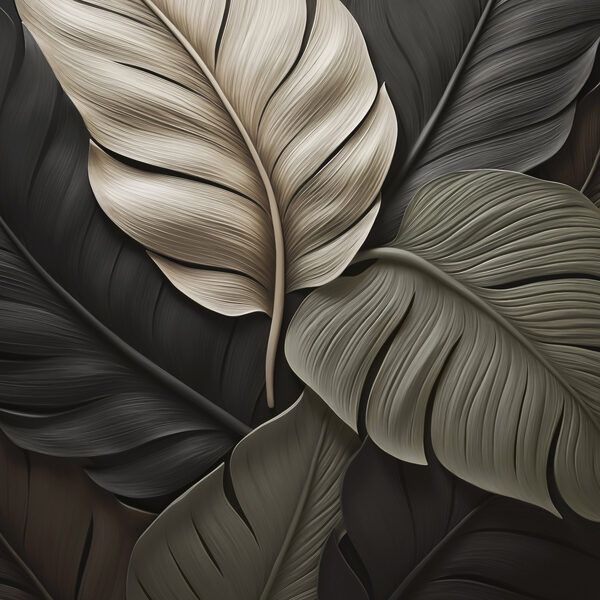 Group of black and white leaves Group of black and white leaves