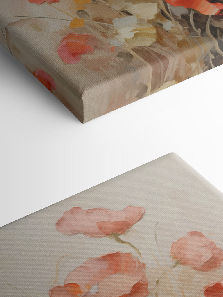 Painting of flowers on a white surface Painting of flowers on a white surface