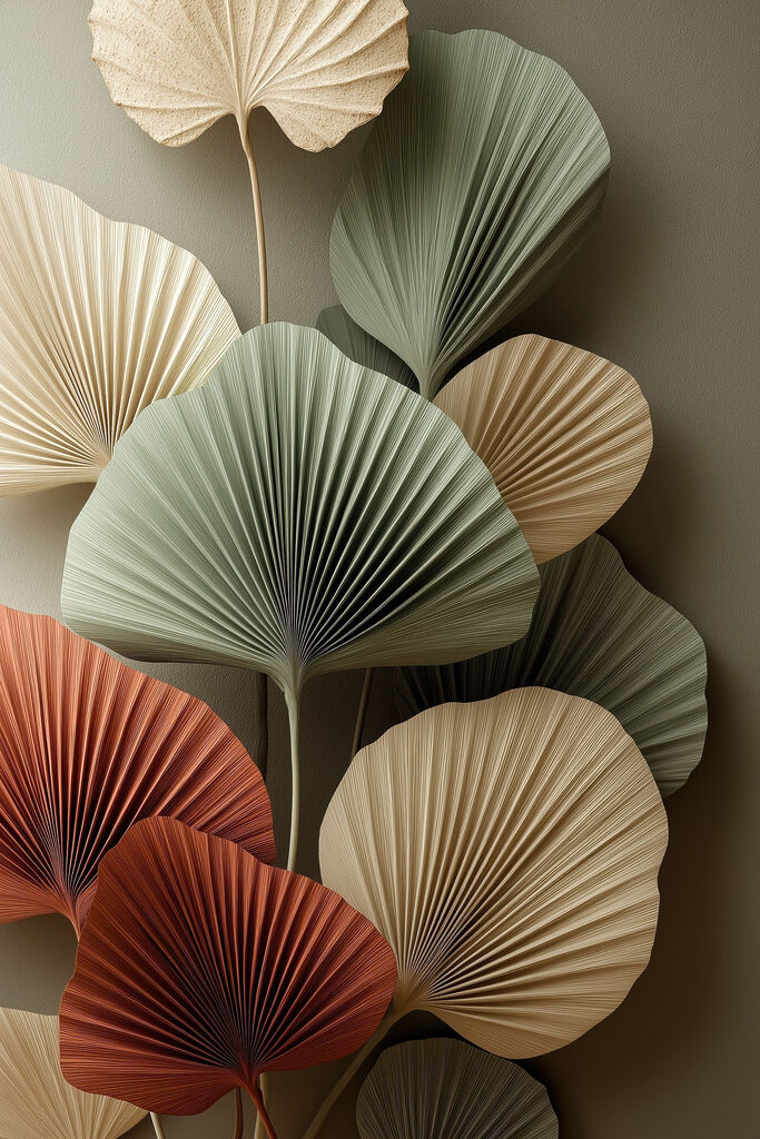 Group of fan shaped leaves