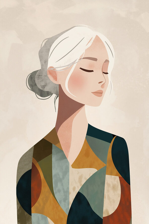 Woman with white hair