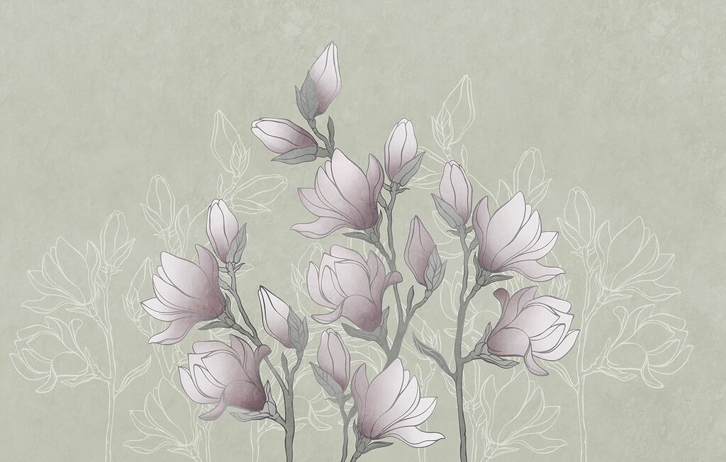 Drawing of flowers on a branch