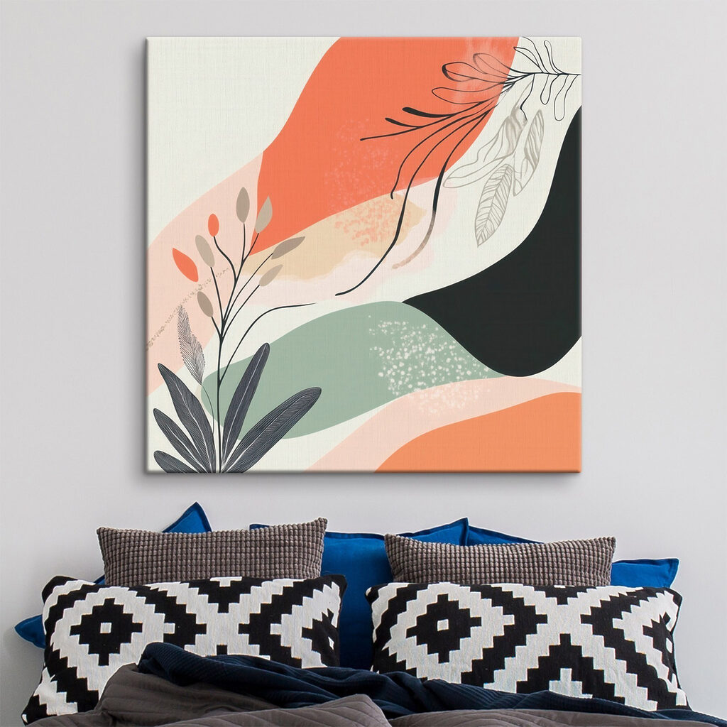 Colorful art with leaves and shapes Colorful art with leaves and shapes